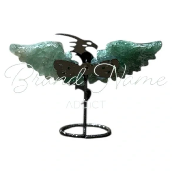 Raw Serpentine Mini Wing Metal Dragon Stand - Picture 4 of 5